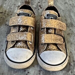 Converse Girls Glittery Gold Sneakers